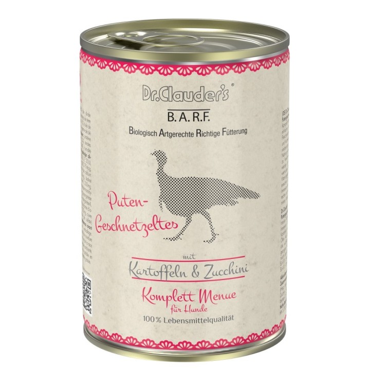 Dr.Clauder´s BARF Komplettmenue Putengeschnetzeltes 400g dog  AKCE